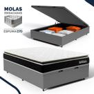 Cama Box Baú com Colchão de Molas Ensacadas Pillow Top Black Spring Topazio Casal 138cm