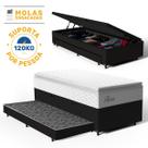Cama Box Baú com Colchão de Molas Ensacadas Pillow Top Flora Auxiliar Unique Solteiro 88 cm