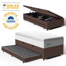 Cama Box Baú com Colchão de Molas Ensacadas Pillow Top Flora + Auxiliar Unique Solteiro 88cm Cama Box Baú com Colchão de Molas Ensacadas Pillow Top Flora + Auxiliar Unique Solteiro 88cm