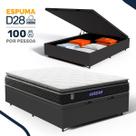 Cama Box Baú com Colchão Gazin de Espuma D28 Pillow Top Ortoblack Casal 138cm
