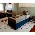 Cama Box Baú com Colchão Solteiro Guldi Duplo Plus D28 e Travesseiro Guldi Soft Nasa Azul e Branco