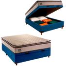 Cama Box Bau e Colchão Casal D45 Belmont Hellen Azul Cama Box Bau e Colchão Casal D45 Belmont Hellen Azul