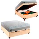 Cama Box Bau e Colchão Casal Espuma Real Hellen Perola