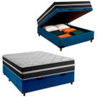 Cama Box Bau e Colchão Casal Molas Ensacadas Classic Airflex Colchões Azul Cama Box Bau e Colchão Casal Molas Ensacadas Classic Airflex Colchões Azul