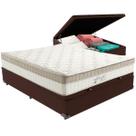 Cama Box Baú e Colchão King Best Bege Molas Ensacadas Casal Anjos