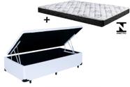 Cama Box Baú Green Solteiro Branco + Colchão Espuma D28 88x188x14