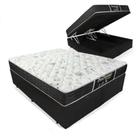 Cama Box Baú King 193 Bipartido Tecido Sintético Preto Com Colchão De Molas Sleep Black - Probel - 22x193x203cm Cama Box Baú King 193 Bipartido Tecido Sintético Preto Com Colchão De Molas Sleep Black - Probel - 22x193x203cm