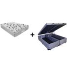 Cama Box Baú King 193 Bipartido Tecido Suede Cinza com Colchão de Molas Ensacadas Evolution - Probel - 72x193x203
