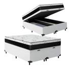Cama Box Baú King 193 Tecido Sintético Branco Com Colchão One Face D33 - 17x193x203cm Cama Box Baú King 193 Tecido Sintético Branco Com Colchão One Face D33 - 17x193x203cm