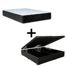 Cama Box Baú King 193 Tecido Sintético Preto Com Colchão Marrocos - Poliéster - Espuma D33 30cm