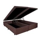 Cama Box Baú King 193x203x42cm Suede Marrom com Pistão a Gás Cama Box Baú King 193x203x42cm Suede Marrom com Pistão a Gás