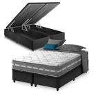 Cama Box Baú King Bipartido Preto Colchão Molas Ensacadas Zidi Miami 193x203x64cm