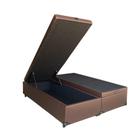 Cama Box Baú King Bipartido Sintético Marrom Com Pistão A Gás, Estrutura Reforçada, Imperium do Sono Cama Box Baú King Bipartido Sintético Marrom Com Pistão A Gás, Estrutura Reforçada, Imperium do Sono