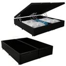 Cama Box Baú King Bipartido Sintético Mega Cama Preto 192x203x45cm