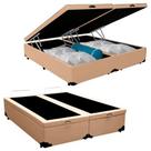 Cama Box Baú King Bipartido Sintético Serene Bege 192x203x44