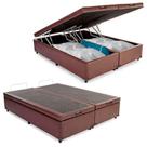 Cama Box Baú King Bipartido Sintético Serene Marrom 192x203x44