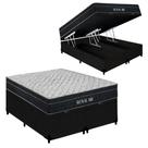 Cama Box Baú King Bipartido Suede + Colchão Molas Ensacadas Royal Sleep Royal Air 193cm - Suporta Até 150 Kg Por Pessoa
