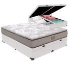 Cama Box Baú King Branco e Colchão Four Season Molas V-Tech