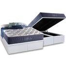 Cama Box Baú King: Colchão Molas Ensacadas Anjos MasterPocket Blue Sea + Base CRC Courano Branco(193x203)