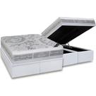 Cama Box Baú King: Colchão Molas Pocket Ensacadas Castor Super Luxo Látex Plush + Base CRC Courano White (193x203)