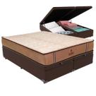 Cama Box Baú King Marrom e Colchão Madrid Molas V-Tech Cama Box Baú King Marrom e Colchão Madrid Molas V-Tech