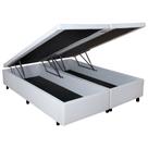 Cama Box Baú King Reforçada Branco 193x203x42cm com Pistão a gás