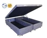 Cama Box Baú King Star Bipartido AColchoes Suede Cinza 41x193x203