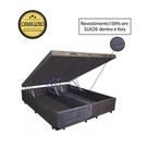 Cama Box Baú Luxo Blindado Casal Bipartido AColchoes Suede Marrom 41x138x188