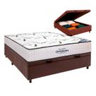 Cama Box Bau Marrom + Colchão Casal High Foam Ortobom
