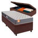 Cama Box Bau Marrom Solteiro + Colchão D23