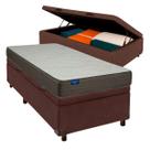 Cama Box Bau Marrom Solteiro + Colchão D33