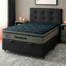 Cama Box Bau Preto + Cabeceira + Colchão Casal Confort Black Ortobom
