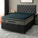 Cama Box Bau Preto + Cabeceira + Colchão Casal Confort Black Ortobom