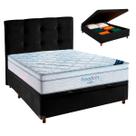 Cama Box Bau Preto+Colchão Casal Freedom Ortobom + Cabeceira