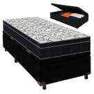Cama Box Bau Preto + Colchão Solteiro Airtech 150 Ortobom