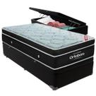 Cama Box Baú Preto e Colchão Elegant Molas Ensacadas Solteiro Ortobom