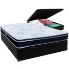 Cama Box Baú Preto e Colchão Orthosono D33 Com Euro Pillow Viúvo Anjos
