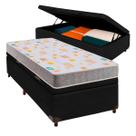 Cama Box Bau Preto Solteiro + Colchão D20