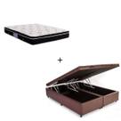 Cama Box Baú Queen 158cm Sintético Marrom com Colchão De Espuma - D26 Ortobom Nanolastic Physical 158cm
