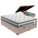 Cama Box Baú Queen Bege + Colchão Berlim Molas Ensacadas Probel