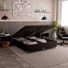 Cama Box Baú Queen Bipartido - 44x158x198cm - Suede Preto Cama Box Baú Queen Bipartido - 44x158x198cm - Suede Preto