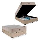 Cama Box Baú Queen Bipartido Bege Colchão Molas Ensacadas Airtech SpringPocket 158x198 - Ortobom