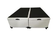 Cama Box Baú Queen Bipartido Blindado Sintético Branco Com Pistão A Gás