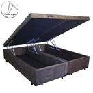 Cama Box Baú Queen Bipartido Blindado Suede Marrom Com Pistão A Gás