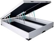 Cama Box Baú Queen Bipartido Branco Sintético 158x198 Cama Box Baú Queen Bipartido Branco Sintético 158x198