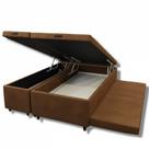 Cama Box Bau Queen Bipartido c/ Cama Auxiliar Suede 47x158x198 - Santo Box