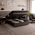 Cama Box Baú Queen Bipartido + Colchão D33 One Face - 61x158x198cm - Couro Preto