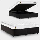 Cama Box Baú Queen Bipartido + Colchão Life D33 Pillow Top