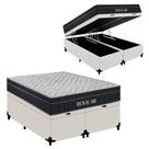 Cama Box Baú Queen Bipartido Sintético + Colchão Molas Ensacadas Royal Sleep Royal Air 158cm