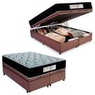 Cama Box Baú Queen Bipartido Sintético + Colchão Molas Ensacadas Sereneprime Sonnolux 158x198x69 Marrom